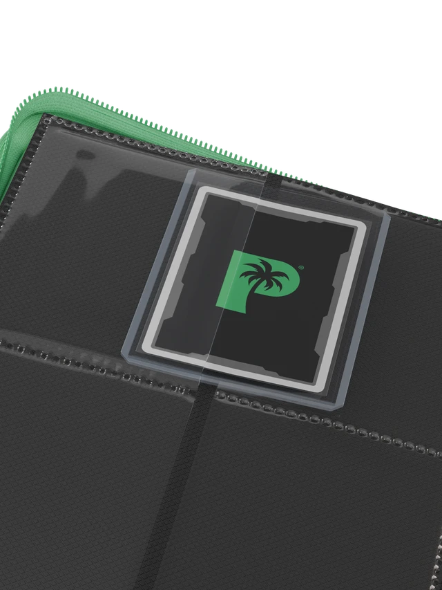 Palms Off Gaming - Collector's Series Top Loader Zip Binder- 4 pocket - 128 slots - CLEAR - Green - Image 4