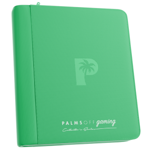 Palms Off Gaming - Collector's Series Top Loader Zip Binder- 4 pocket - 128 slots - CLEAR - Green