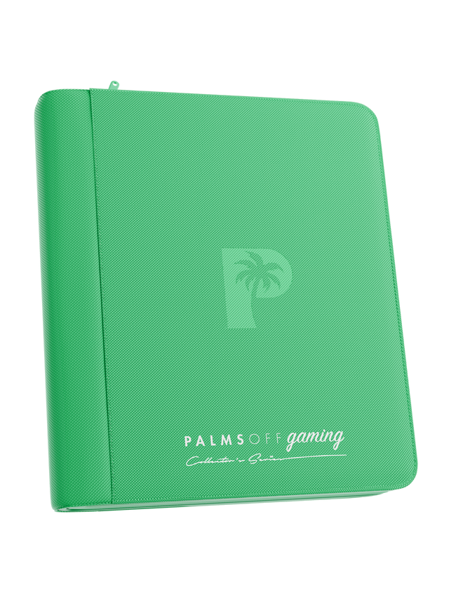 Palms Off Gaming - Collector's Series Top Loader Zip Binder- 4 pocket - 128 slots - CLEAR - Green
