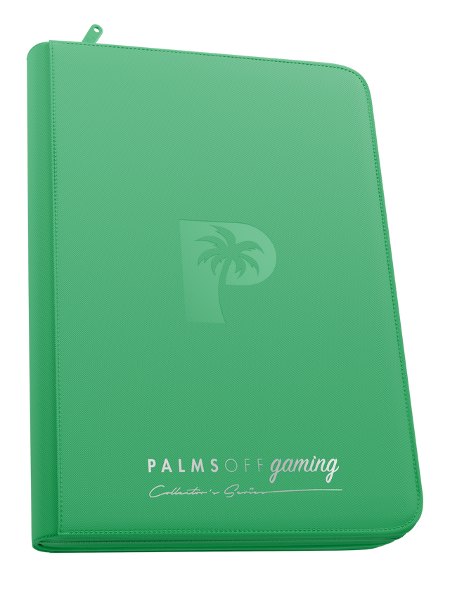 Palms Off Gaming - Collector's Series Top Loader Zip Binder - 9 pocket - 216 slots - CLEAR - Green