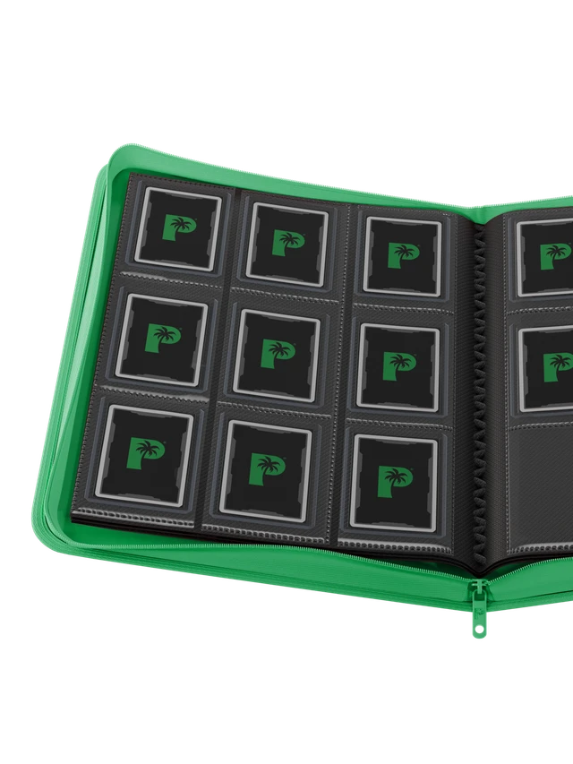 Palms Off Gaming - Collector's Series Top Loader Zip Binder - 9 pocket - 216 slots - CLEAR - Green - Image 2
